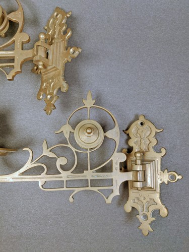 Brass Piano Wall Sconces Swing Arm Candle Holders Bracket Art Nouveau - Picture 4 of 10