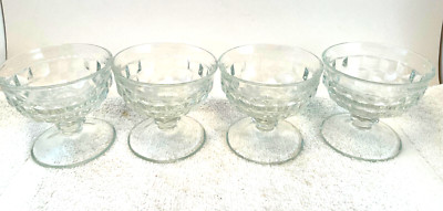 3 VTG American  Cubist Low Sherbet 3.25''t x 3.5''w MCM Glass