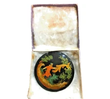 1968 RARE PALEKH #14643 I. Zagonov ICONOGRAPHY LACQUER 22K GOLD RUSSIAN BROOCH