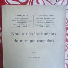 Maquet, note sur les instruments de musique congolais  Academie royale