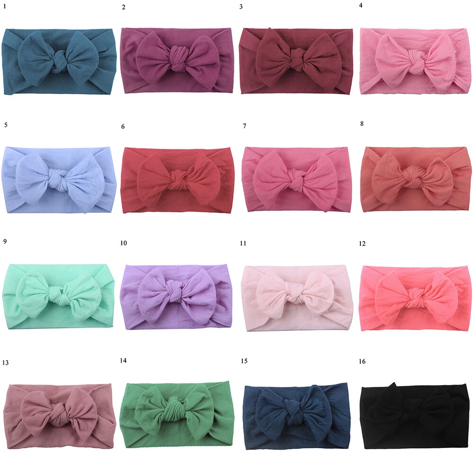Envolturas suaves para la cabeza de bebé recién nacido moño grande nudo turbante niñas diadema accesorios para el cabello Foto 2 de 4