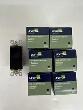 6-NEW Black Leviton Decora 15 Amp Rocker Switches 120/277V AC/CA 5601 #2