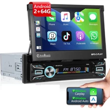 7" Carplay Retractable Screen 1 DIN Android 13 Car Radio Stereo CarPlay GPS Navi