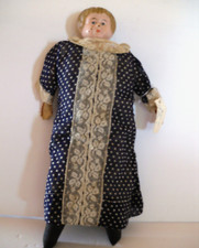 12" ANTIQUE painted tin head MINERVA type DOLL blond