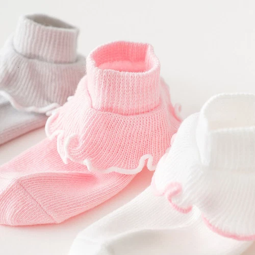 0-5T 3 Pairs Cute Baby Girls Toddlers Ruffle Socks Lot Kids Short Cotton Socks - Bild 6 von 15