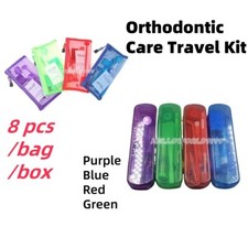 8 Pcs Dental Orthodontic Care Travel Kit Teeth Clean Toothbrush Floss Wax Mirror