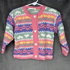 Vintage The Club House Girls Sweater 24 Months Pastels Easter Cardigan Pink