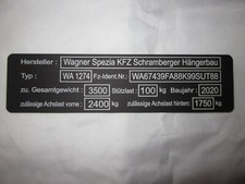 TYPENSCHILD ANHÄNGER MASCHINE PKW KFZ MOTORRAD graviert ALU Metall 148 X 38mm