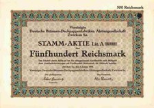 Vereinigte Deutsche Bitumen Dachpappenfabrik AG 1930 Zwickau Elster W&uuml;nschendorf