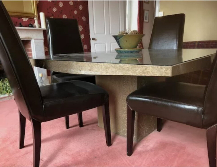 Large Luxury Leather Dining Table Chairs eBay