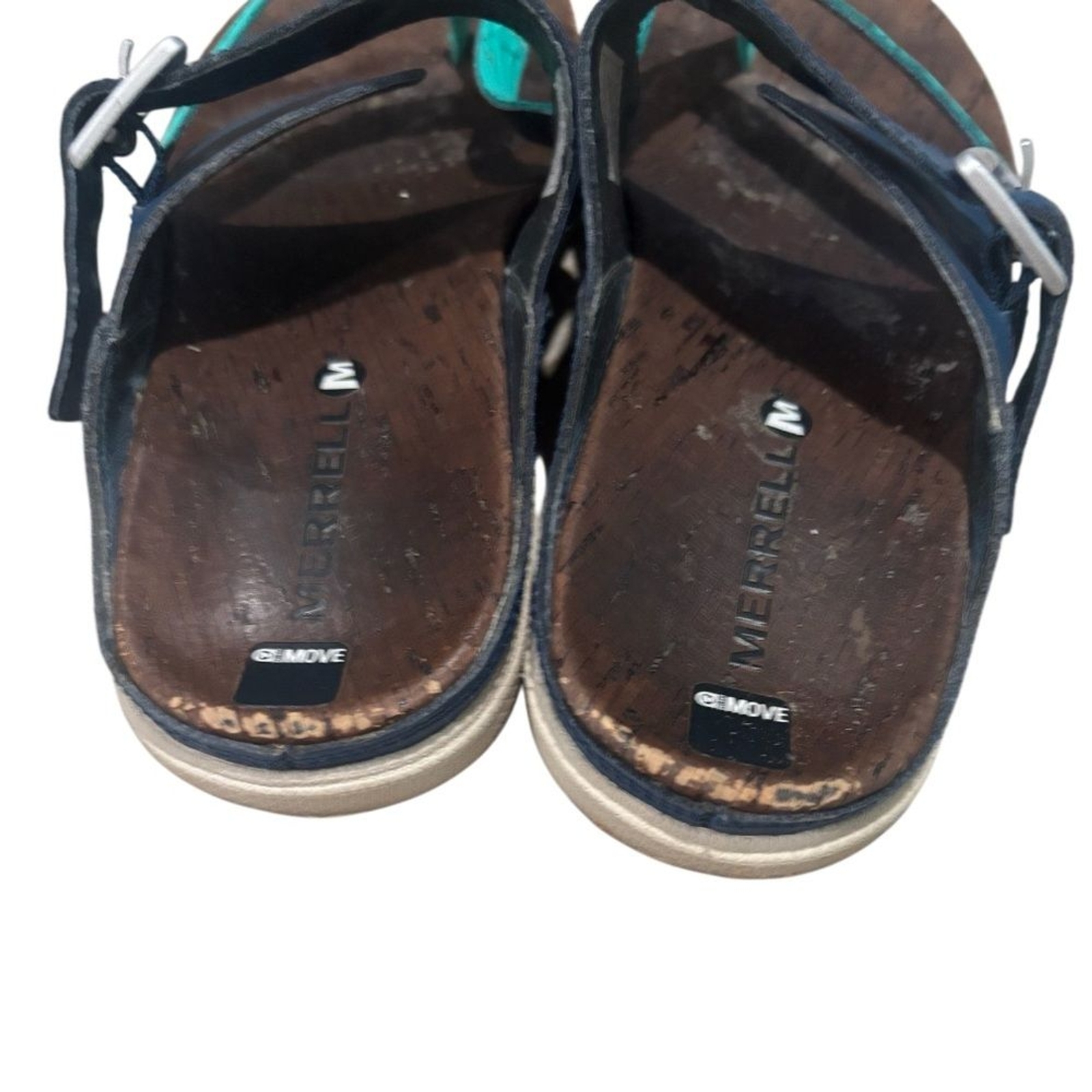 Sandali Merrell donna Around Town Luxe 7 blu pelle tanga fibbia regolabile