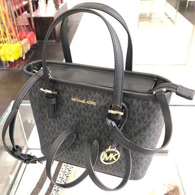 MICHAEL KORS HANDBAG XS CARRYALL TOTE CROSSBODY BAG PURSE BLACK MK