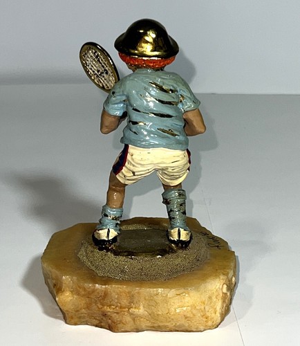 Ron Lee Signed VTG 1980 Circus Clown Tennis Pro Racket 6" Figurine 24K Onyx Base - Picture 5 of 9
