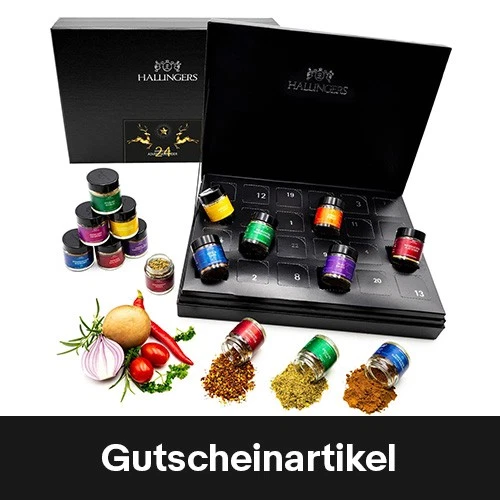 Hallingers Goldene Elche Gewürz Adventskalender 2025 Männer, Gewürze aus aller W