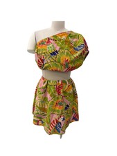 Women Dresses Farm Rio Macaw Leaves print dress small
