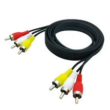 AV Male to Male 3 RCA Audio Video Composite Cable Black (6 feet)