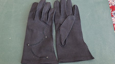 Vintage Black Size 7 Reliance Double Woven Cotton Gloves made in Japan
