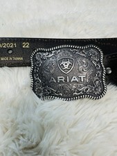 Ariat Boys Straight Rope Buckle Embossed Brown Leather Belt 28 Inch Western