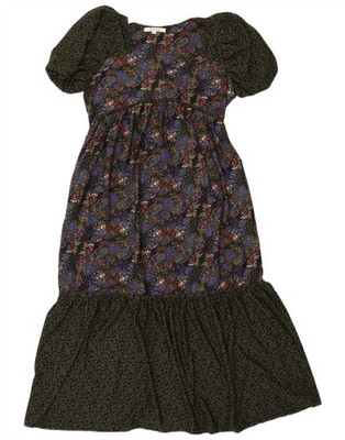 NEXT Damen Maxi Empire Kleid UK 12 Medium grün Blumenmuster Polyester BI16