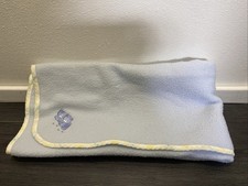 Vintage Pastel Fleece Baby Blanket Security Blanket Lovey Blue Yellow 42 X 32