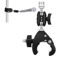 Mic Holder, Mic Crab Clamp Microphone Mount with Double Ball Head Adjustment ...