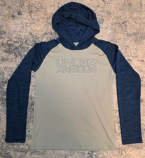 Under Armour Heat Gear Hooded Long Sleeve Shirt Youth Size YLG Loose
