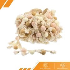 5 Yards Pom Pom Ball Fringe Trim Ribbon Sewing for DIY Craft Beige