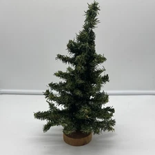 12” Christmas Village Or Mini Christmas Tree Pine Tree Wood Base Wire Branch