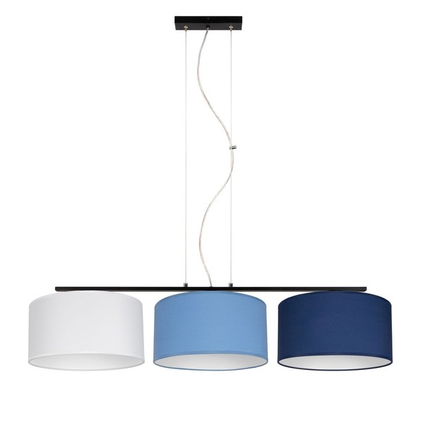 HäNgelampe Esstisch Stoff Schwarz Weiß Blau 100 Cm E27 Pendelleuchte Blendarm-image