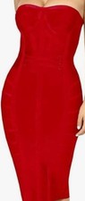 Hybrid & Company Red Strapless Midi Bandage Bodycon Sexy Plus Dress Size 3X