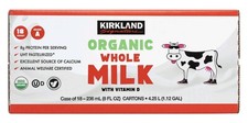 Kirkland Signature Organic Whole Milk, 8 fl oz, 18-count