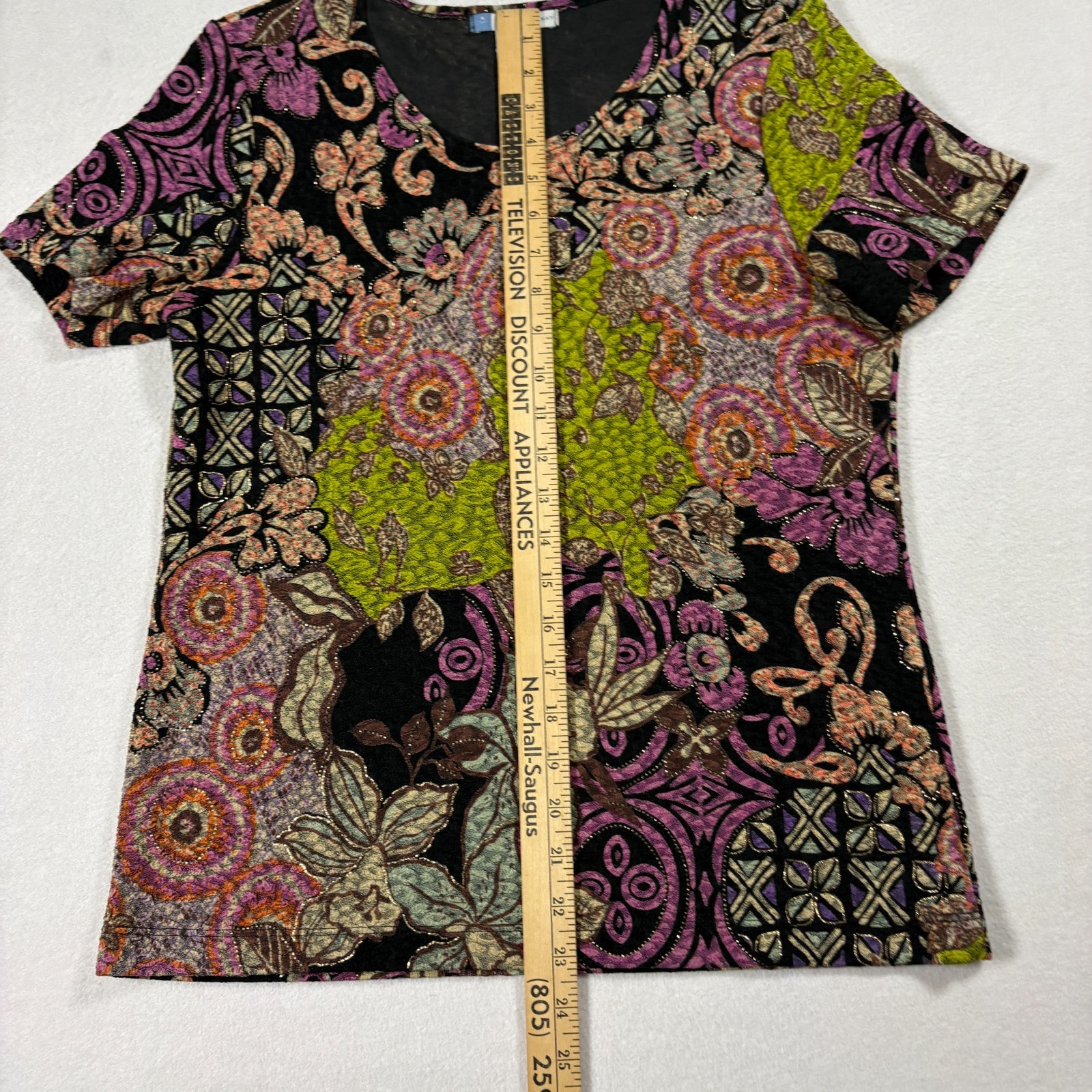 Half Moon Bay Boho Patchwork Top M Multicolor Flo… - image 3