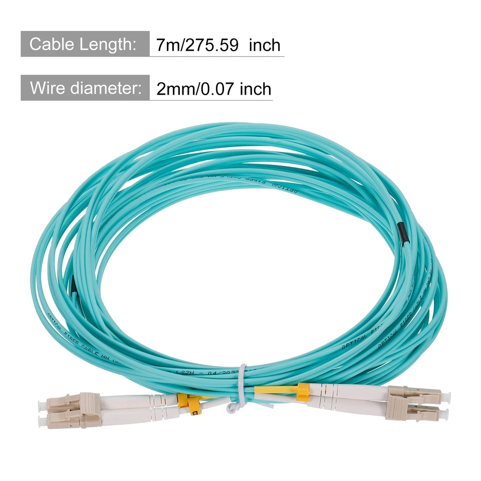 7 M 22.9Ft Fibre Correctif Câble Multimode Duplex LC-LC OM3 Vert pour Réseau - Photo 2/4