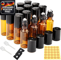 Roll-On Glasflaschen 5Ml Set FüR äTherische ÖLe & ParfüM - Braun, Auslaufsicher