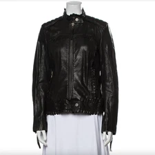 RED VALENTINO Leather Jacket Biker Black Sz M US 6