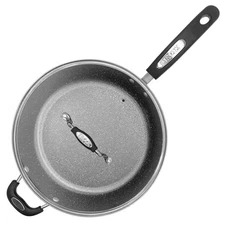 Terra Black Marble 12-In. Non-Stick PFOA-Free Deep Fry Pan with Lid and...