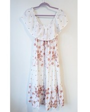 Oliphant Tiered Off The Shoulder Floral Sequin Embroidered Dress White Size M