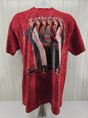 The Mountain Native American Heritage T-shirt Tie Dye Red Size 2XL 2004