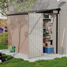 4x8 FT Lean-To Metal Shed   Galvanized Steel Outdoor Storage with Doors  Lock