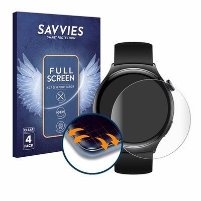 4x Full-Screen Schutz Folie für Huawei Watch 4 Active (46 mm) 3D Edge Display