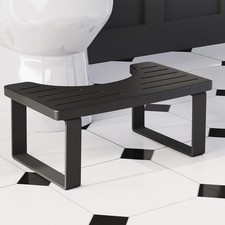 Squatting Potty Adults 7in Wooden Poop Stool Adult Matte Black Bamboo Toilet