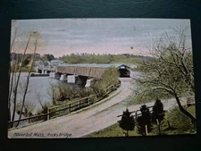 Haverhill, MA. Rocks Bridge,  Covered Bridge  - 1910s Postcard