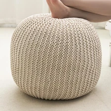Pouf Ottoman Stuffed Round Modern Foam Filled Foot Rest Poufs for Living Room...