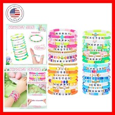 40 Pcs Happy Easter Bracelets for Women Colorful Stretch Egg Bunny Bracelets ...