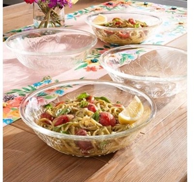 Princess House WILDFLOWER Glassware Pasta Bowls Set of 4 (10020) New In Box