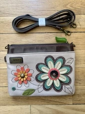 Chala Mini Crossbody Bag Purse Daisy Flowers Beige Vegan Leather