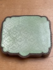 AUSTRIAN.VINTAGE STERLING SILVER,TURN ENGINE GREEN GUILLOSHE ENAMEL COMPACT,HLMK