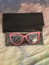 MOSCHINO Designer Cat Eye Full Rim Pink Plastic Eyeglasses Frames Women