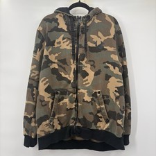 True Religion Men's 2XL Camo Full Zip Hooded Fleece Hoodie Pockets