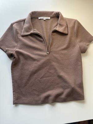 [Celebrity Pink] Brown Collared Top (S)